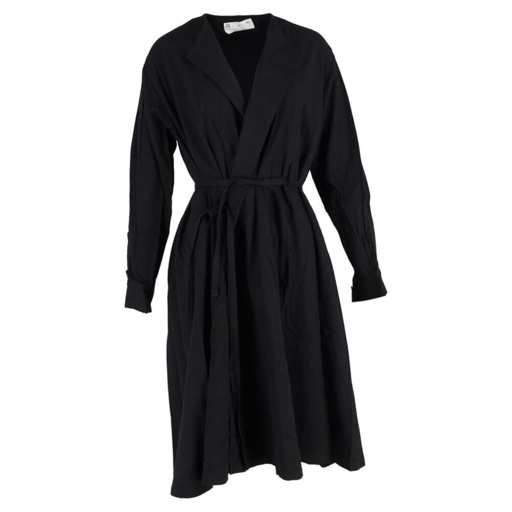Yohji Yamamoto Wrap Midi Dress in Black Cotton